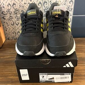 Adidas Men's Black and Yellow Striped Sneakers